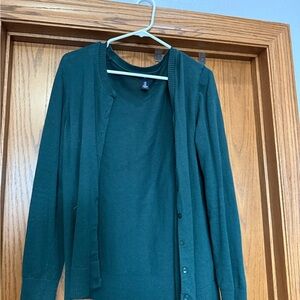 GAP Teal Crewneck Cardigan Sweater
